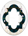 Retro Pink Flower Pattern II - Cottage Round or Oval Wall Mirror - Quatrefoil