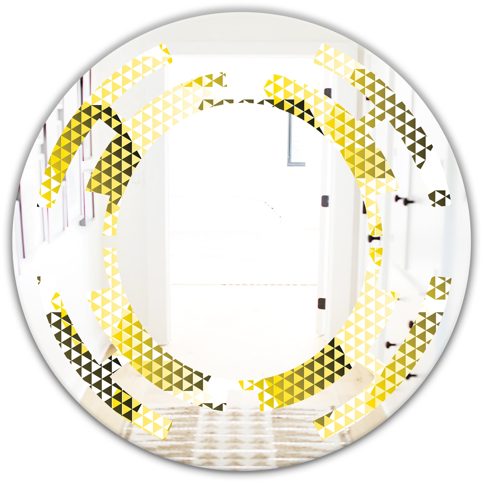 Retro Hexagon Pattern XI - Modern Round or Oval Wall Mirror - Space