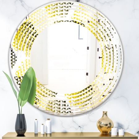 Retro Hexagon Pattern XI - Modern Round or Oval Wall Mirror - Wave