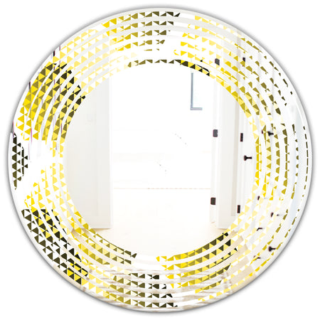Retro Hexagon Pattern XI - Modern Round or Oval Wall Mirror - Wave
