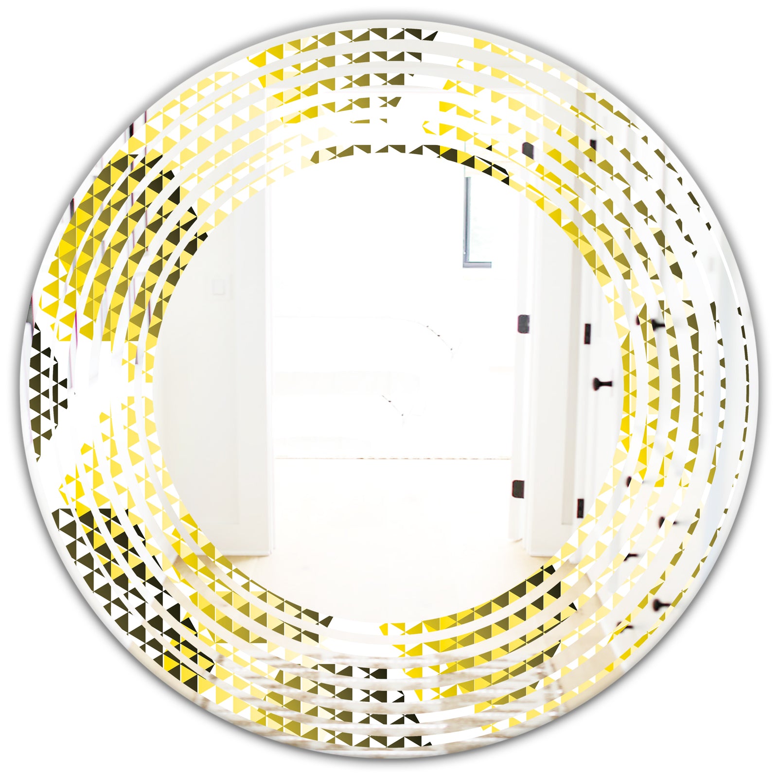 Retro Hexagon Pattern XI - Modern Round or Oval Wall Mirror - Wave