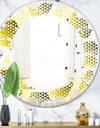 Retro Hexagon Pattern XI - Modern Round or Oval Wall Mirror - Leaves
