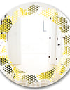 Retro Hexagon Pattern XI - Modern Round or Oval Wall Mirror - Leaves