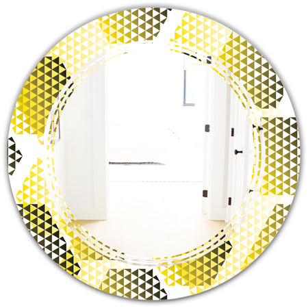 Retro Hexagon Pattern XI - Modern Round or Oval Wall Mirror - Triple C