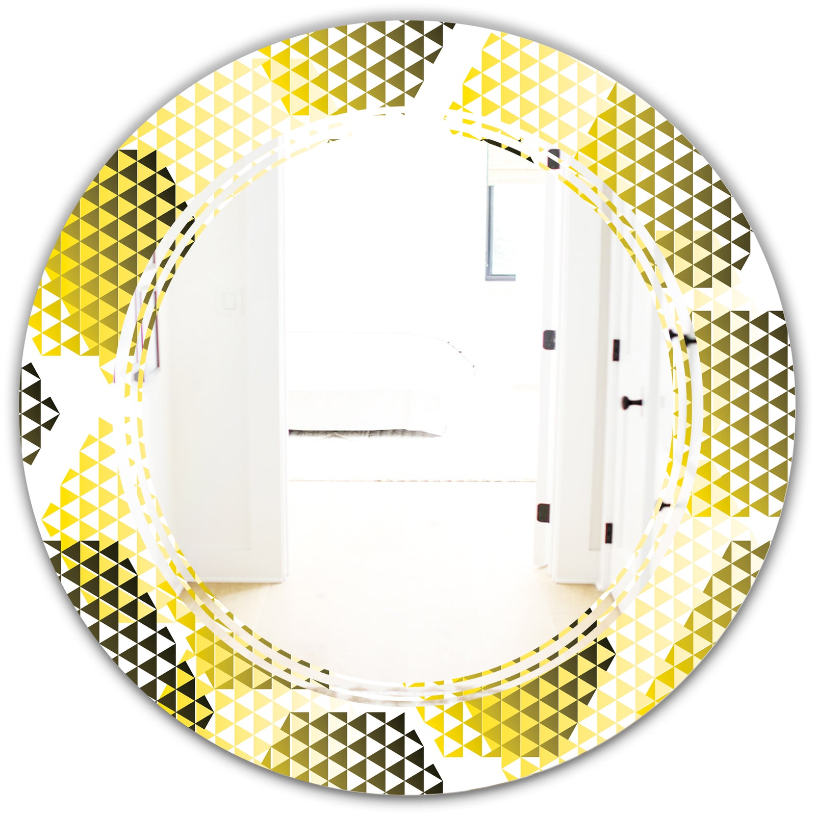 Retro Hexagon Pattern XI - Modern Round or Oval Wall Mirror - Triple C