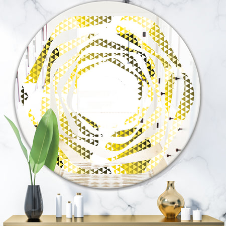 Retro Hexagon Pattern XI - Modern Round or Oval Wall Mirror - Whirl
