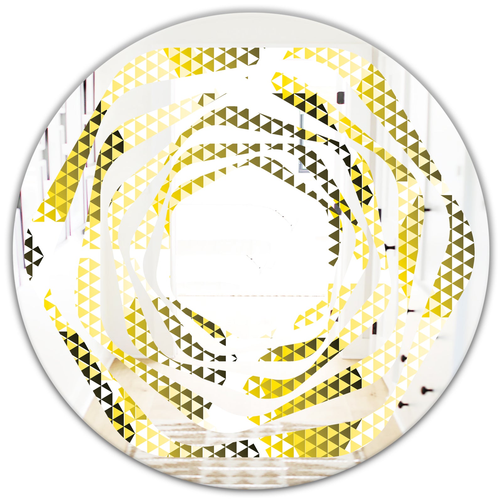 Retro Hexagon Pattern XI - Modern Round or Oval Wall Mirror - Whirl