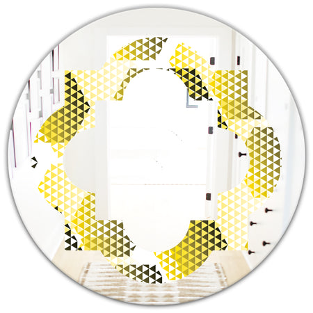 Retro Hexagon Pattern XI - Modern Round or Oval Wall Mirror - Quatrefoil