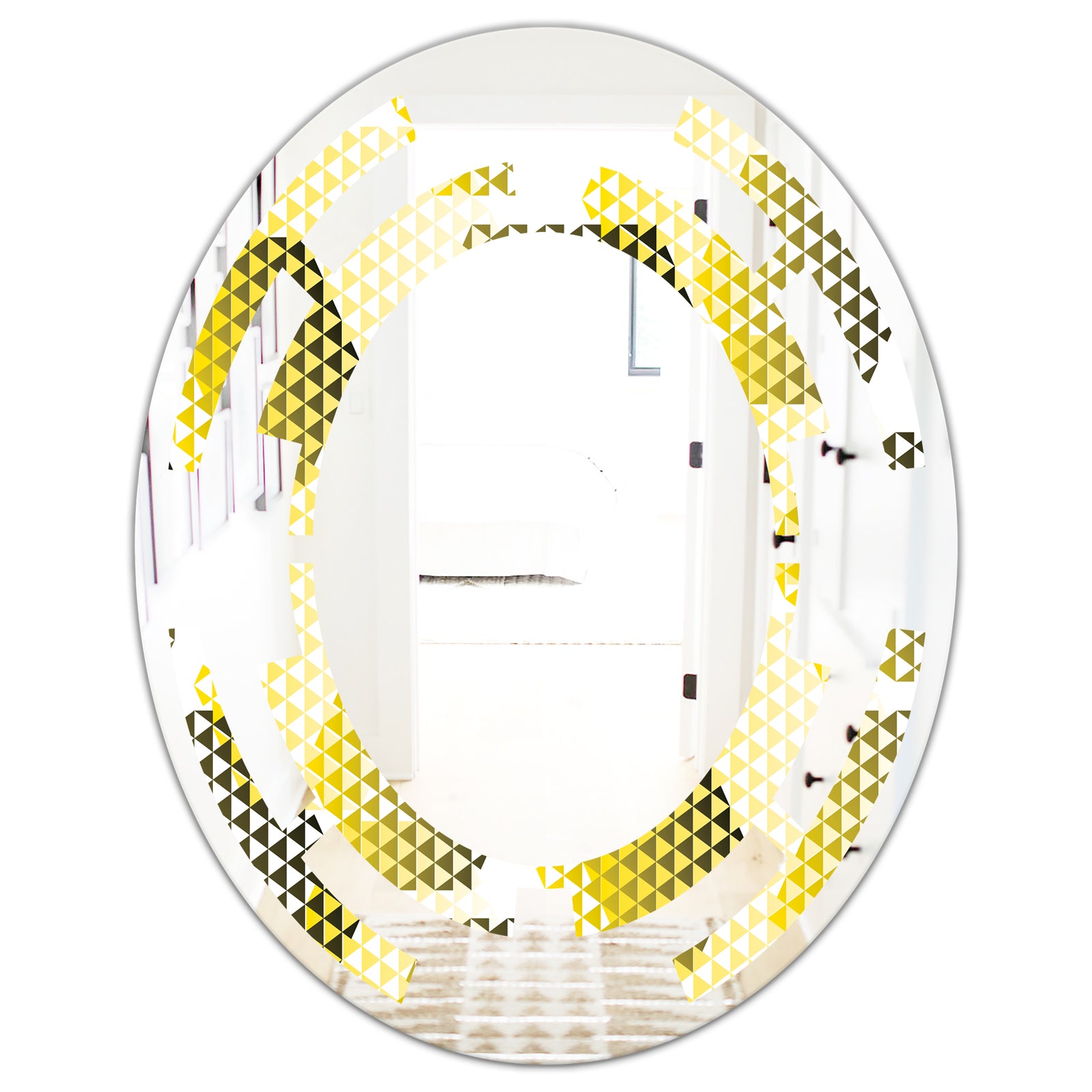 Retro Hexagon Pattern XI - Modern Round or Oval Wall Mirror - Space