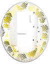 Retro Hexagon Pattern XI - Modern Round or Oval Wall Mirror - Leaves