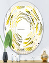 Retro Hexagon Pattern XI - Modern Round or Oval Wall Mirror - Whirl