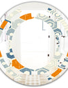 Retro Hexagon Pattern IX - Modern Round or Oval Wall Mirror - Space