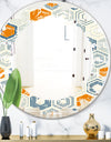 Retro Hexagon Pattern IX - Modern Round or Oval Wall Mirror - Leaves