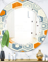 Retro Hexagon Pattern IX - Modern Round or Oval Wall Mirror - Triple C