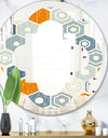 Retro Hexagon Pattern IX - Modern Round or Oval Wall Mirror - Quatrefoil