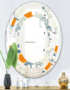 Retro Hexagon Pattern IX - Modern Round or Oval Wall Mirror - Space