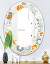Retro Hexagon Pattern IX - Modern Round or Oval Wall Mirror - Leaves