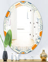 Retro Hexagon Pattern IX - Modern Round or Oval Wall Mirror - Triple C
