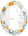 Retro Hexagon Pattern IX - Modern Round or Oval Wall Mirror - Triple C