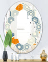 Retro Hexagon Pattern IX - Modern Round or Oval Wall Mirror - Quatrefoil
