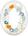 Retro Hexagon Pattern IX - Modern Round or Oval Wall Mirror - Quatrefoil