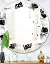 Retro Geometrical Abstract Pattern IV - Modern Round or Oval Wall Mirror - Leaves