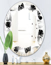 Retro Geometrical Abstract Pattern IV - Modern Round or Oval Wall Mirror - Leaves