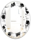 Retro Geometrical Abstract Pattern IV - Modern Round or Oval Wall Mirror - Leaves