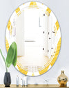 Gold glittering lines pattern - Modern Round or Oval Wall Mirror - Triple C