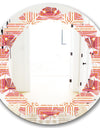 Geometric Retro Design II - Modern Round or Oval Wall Mirror - Leaves