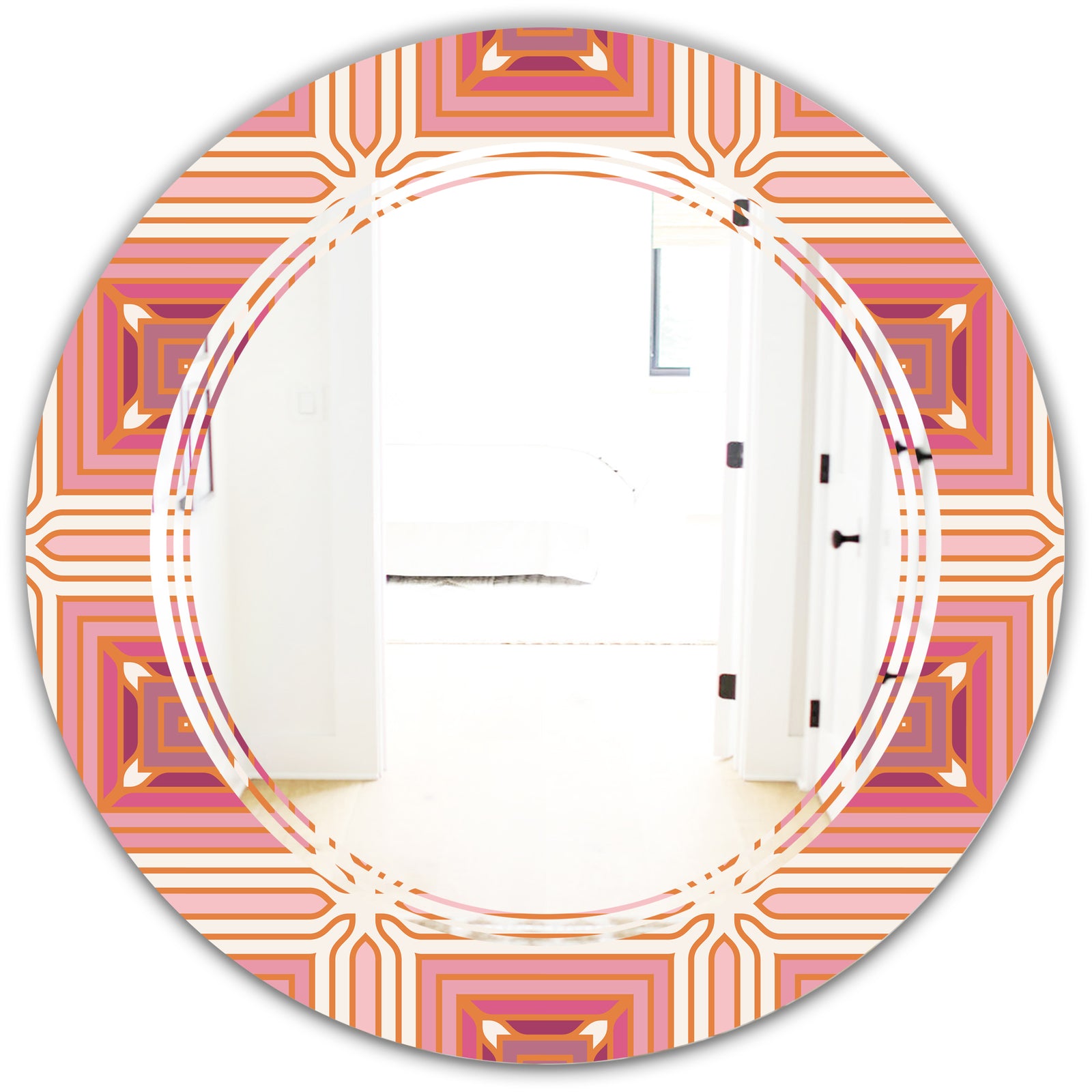 Geometric Retro Design II - Modern Round or Oval Wall Mirror - Triple C
