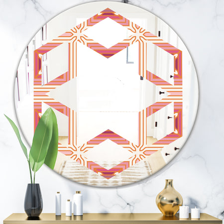 Geometric Retro Design II - Modern Round or Oval Wall Mirror - Hexagon Star