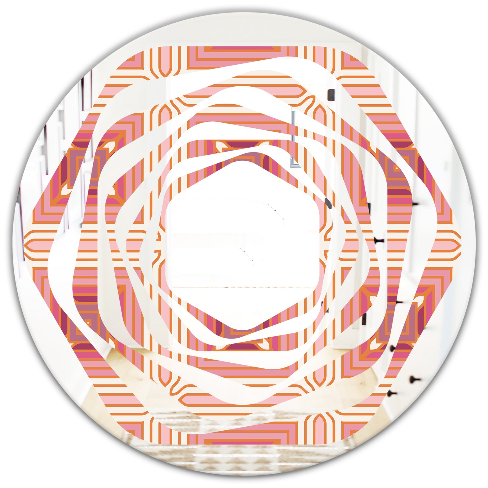 Geometric Retro Design II - Modern Round or Oval Wall Mirror - Whirl