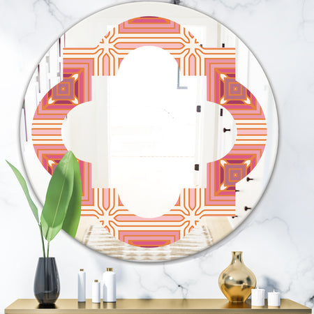 Geometric Retro Design II - Modern Round or Oval Wall Mirror - Quatrefoil