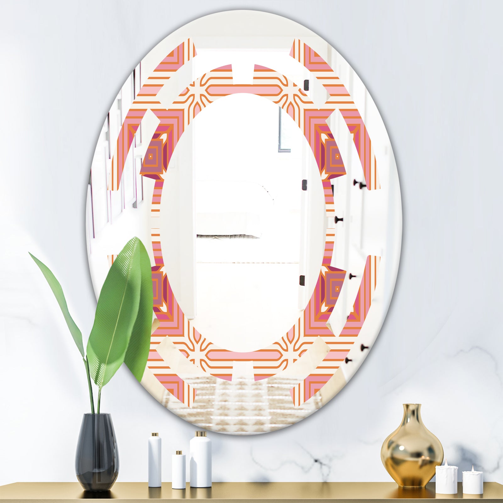 Geometric Retro Design II - Modern Round or Oval Wall Mirror - Space
