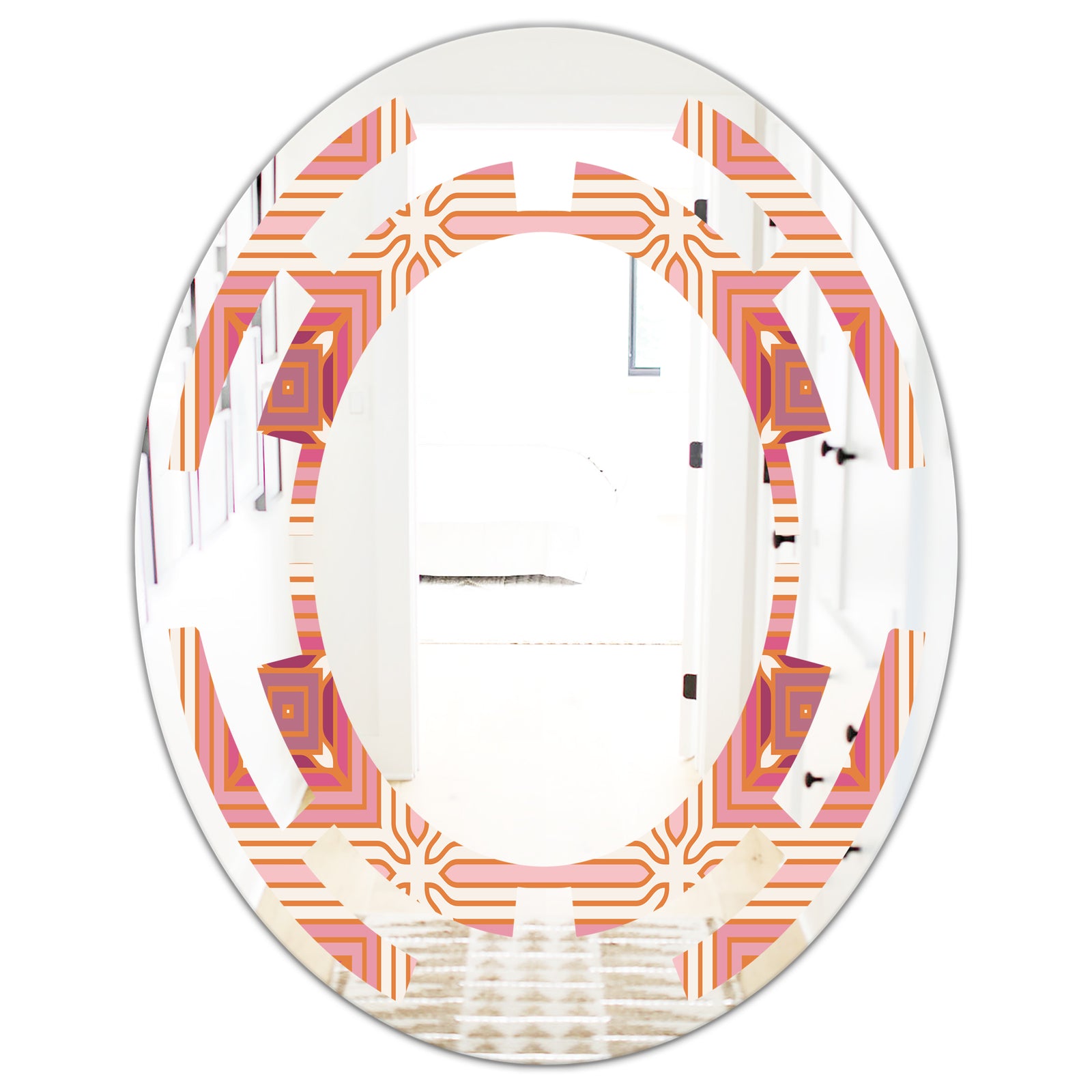 Geometric Retro Design II - Modern Round or Oval Wall Mirror - Space