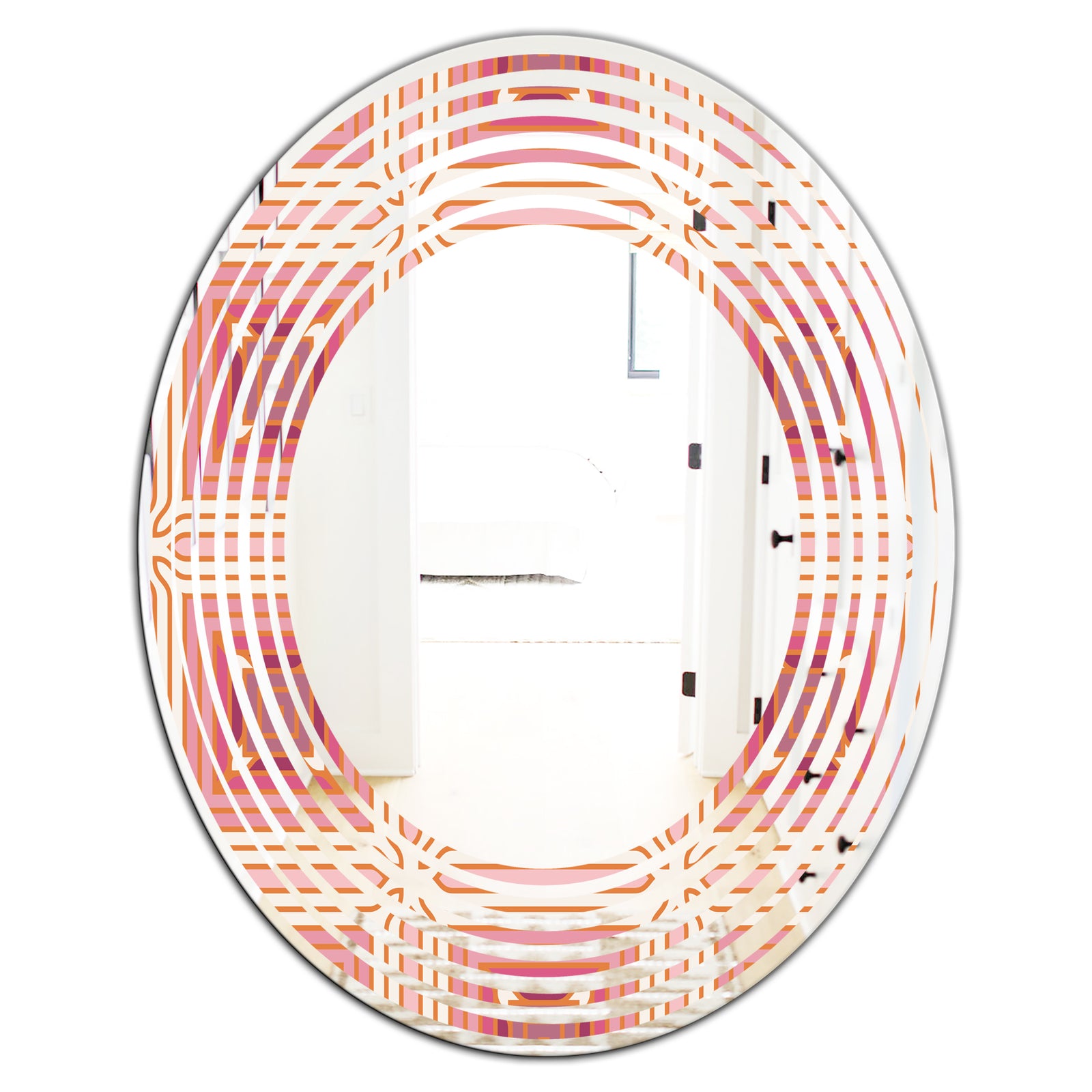 Geometric Retro Design II - Modern Round or Oval Wall Mirror - Wave