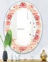 Geometric Retro Design II - Modern Round or Oval Wall Mirror - Leaves