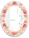 Geometric Retro Design II - Modern Round or Oval Wall Mirror - Leaves