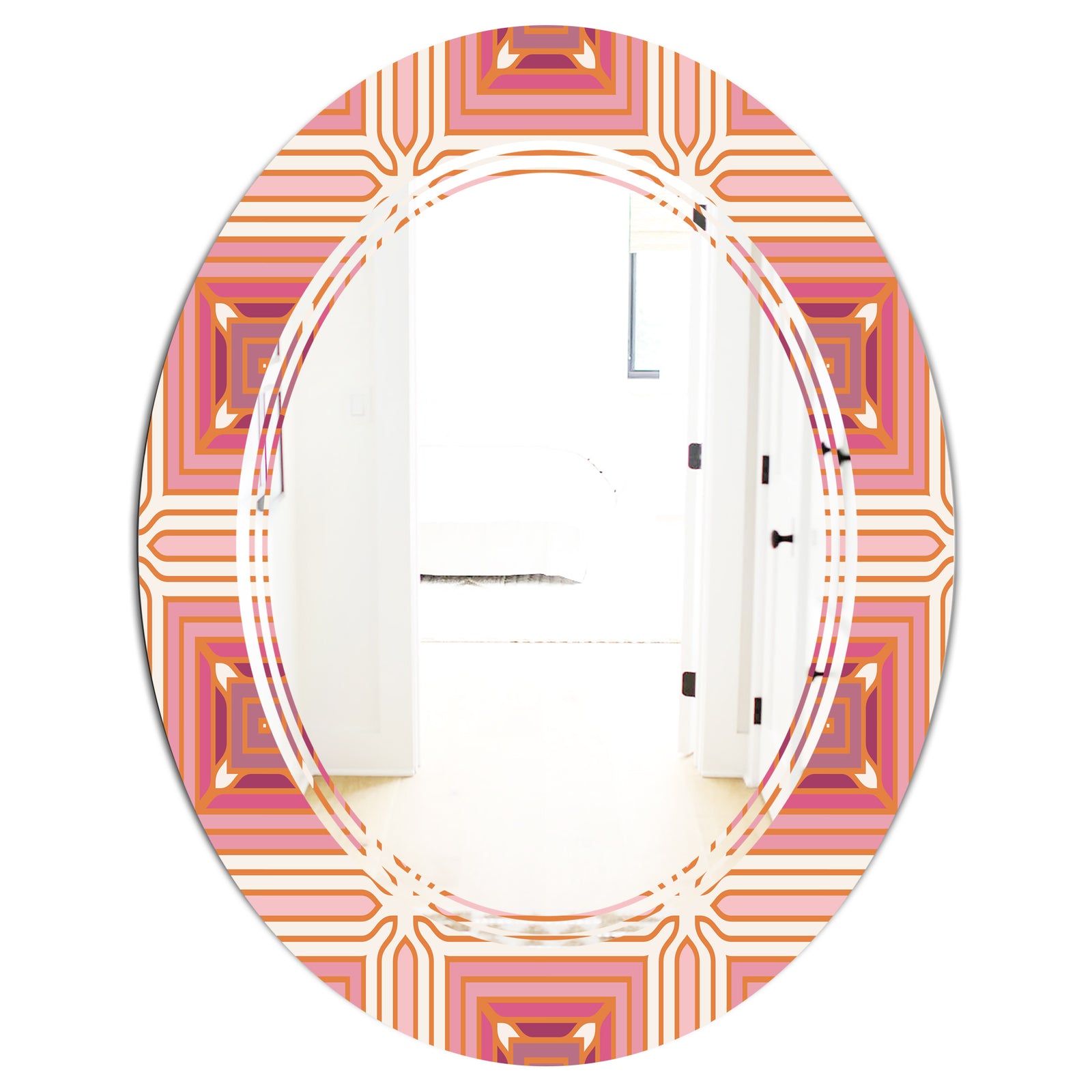 Geometric Retro Design II - Modern Round or Oval Wall Mirror - Triple C