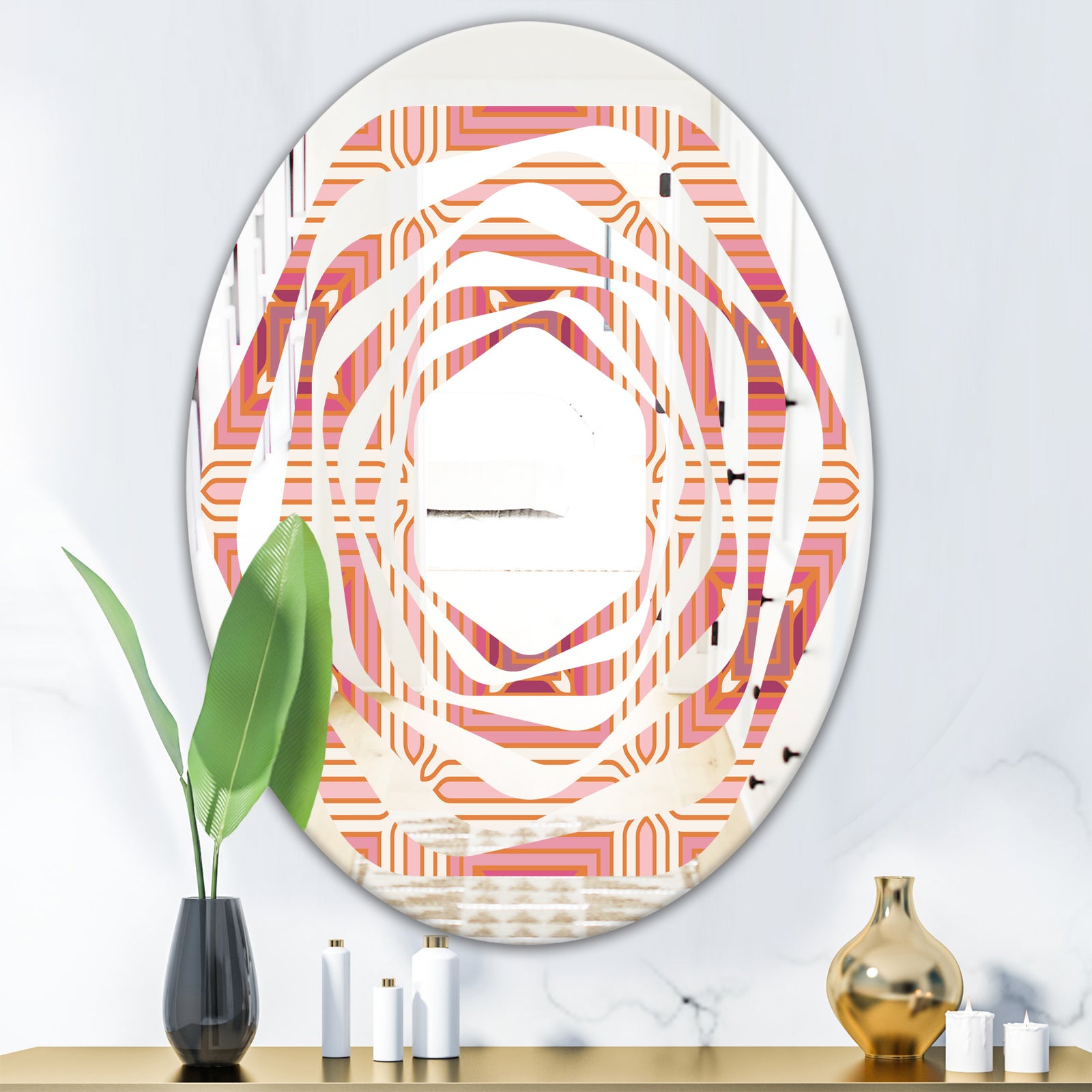 Geometric Retro Design II - Modern Round or Oval Wall Mirror - Whirl
