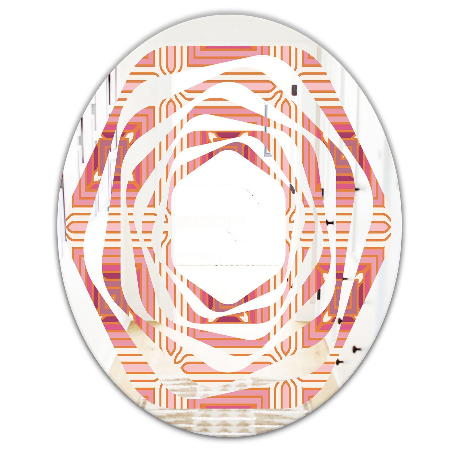 Geometric Retro Design II - Modern Round or Oval Wall Mirror - Whirl