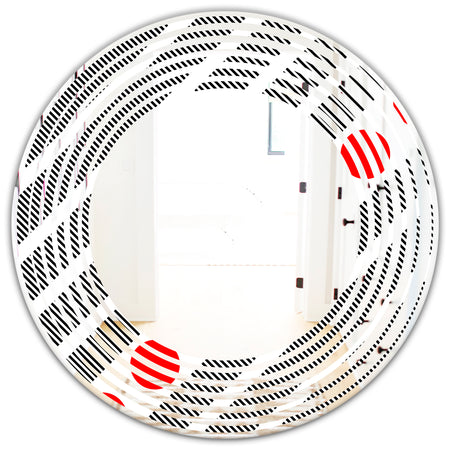 Retro Geometrical Abstract Minimal Pattern XI - Modern Round or Oval Wall Mirror - Wave