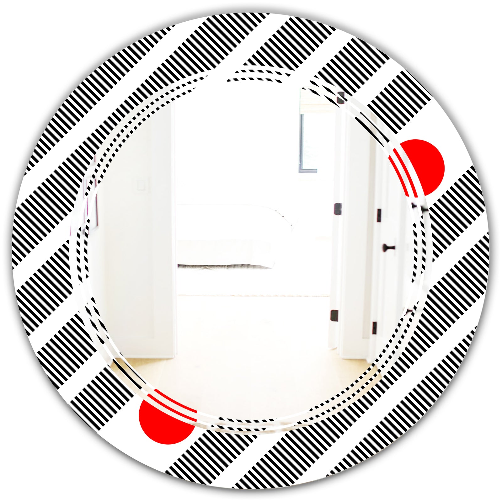 Retro Geometrical Abstract Minimal Pattern XI - Modern Round or Oval Wall Mirror - Triple C