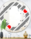 Retro Geometrical Abstract Minimal Pattern XI - Modern Round or Oval Wall Mirror - Quatrefoil