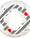 Retro Geometrical Abstract Minimal Pattern XI - Modern Round or Oval Wall Mirror - Quatrefoil