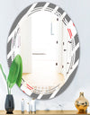 Retro Geometrical Abstract Minimal Pattern XI - Modern Round or Oval Wall Mirror - Triple C
