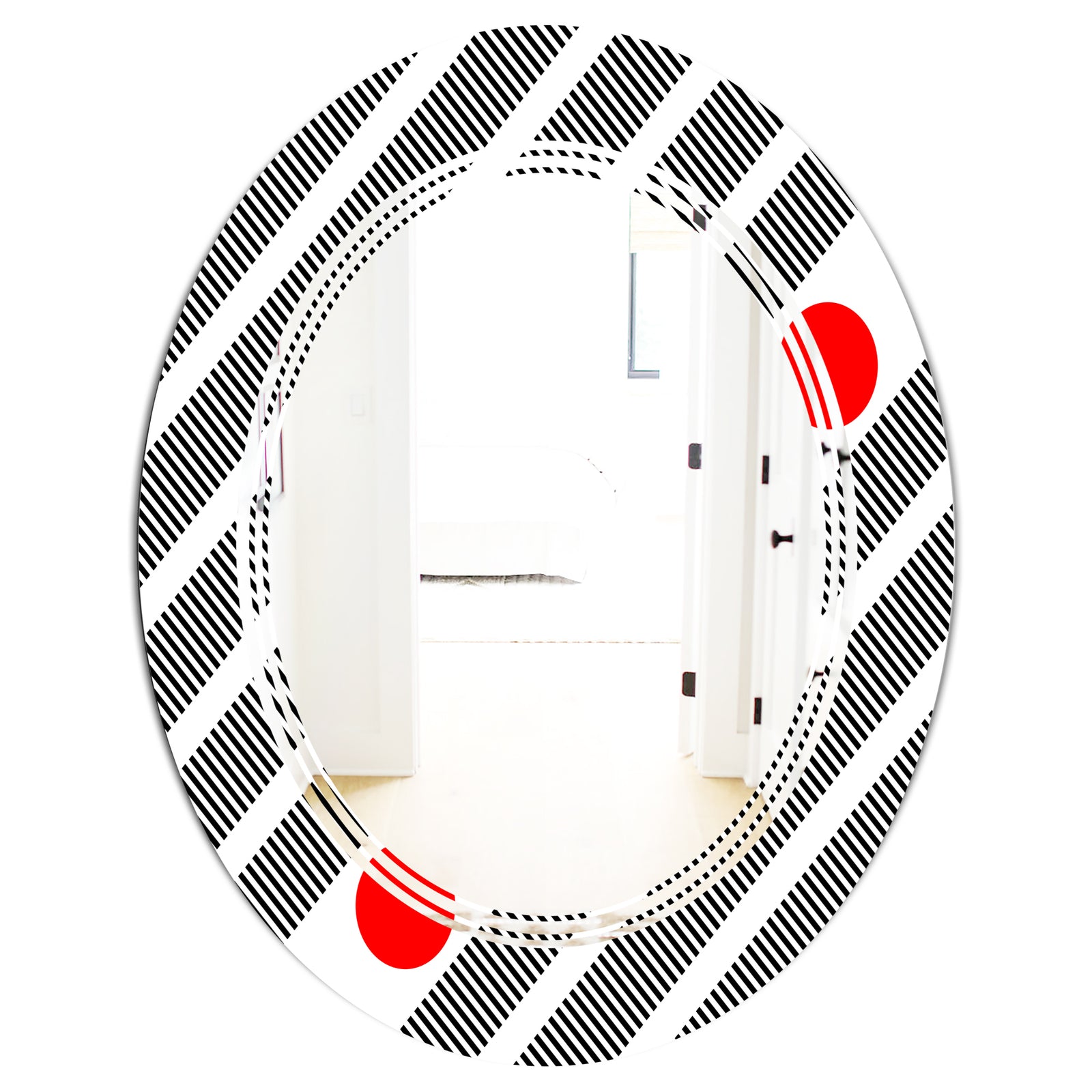 Retro Geometrical Abstract Minimal Pattern XI - Modern Round or Oval Wall Mirror - Triple C