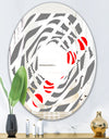 Retro Geometrical Abstract Minimal Pattern XI - Modern Round or Oval Wall Mirror - Whirl