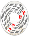 Retro Geometrical Abstract Minimal Pattern XI - Modern Round or Oval Wall Mirror - Whirl